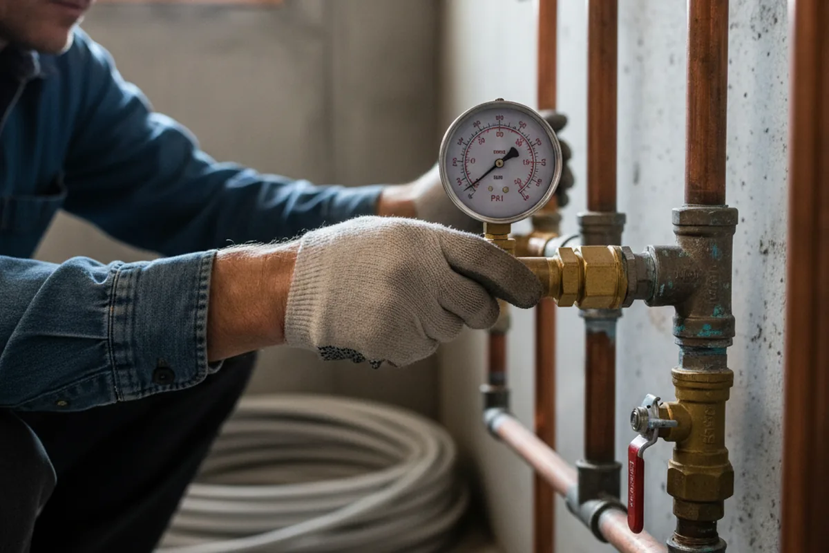 Pressure testing a repaired line during Water Line Repair in Bolivar